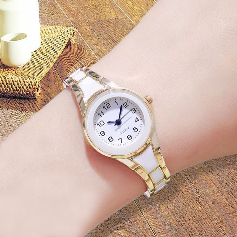 外贸新款时尚气质女士蓝针数字腕表韩版镶钻仿陶瓷女学生石英手表