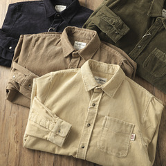 美式重磅!300+!秋冬高克重燈芯絨純棉水洗休閒加厚長袖襯衫外套男