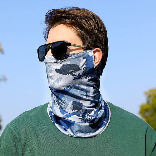 Men's Outdoor Cycling Sunscreen Camouflage Ear-Hanging Face Mask Fishing Face Mask Face Scarf Summer Neck Gaiter