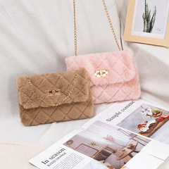 Foreign trade women's bag wholesale bags diamond plush bag 2022 new autumn Korean version fashion versatile chain small square