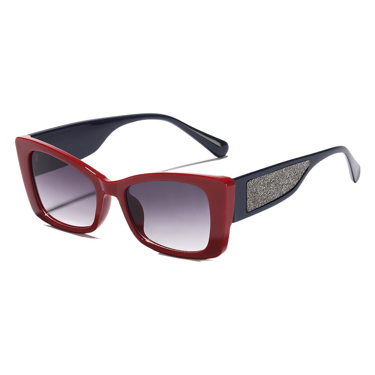 Nuevo europeo y americano personalizado gafas de sol Ojo de gato pequeño marco brillo ancho pierna en forma contraste color gafas de sol 98089