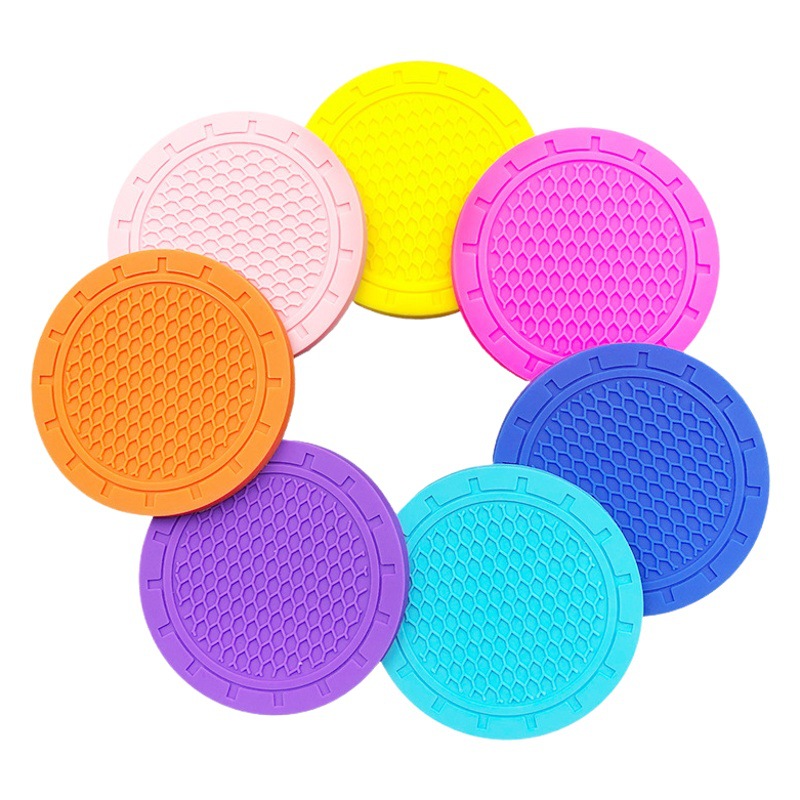 Cross-border foreign trade car water coaster PVC honeycomb solid color water coaster new style car durable non-slip coaster