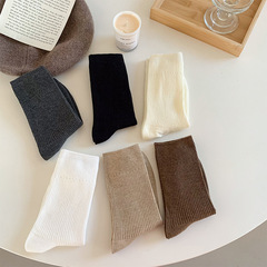 襪子女秋冬百搭中筒襪基礎款黑白色jk襪春秋外穿搭配勃肯鞋堆堆襪