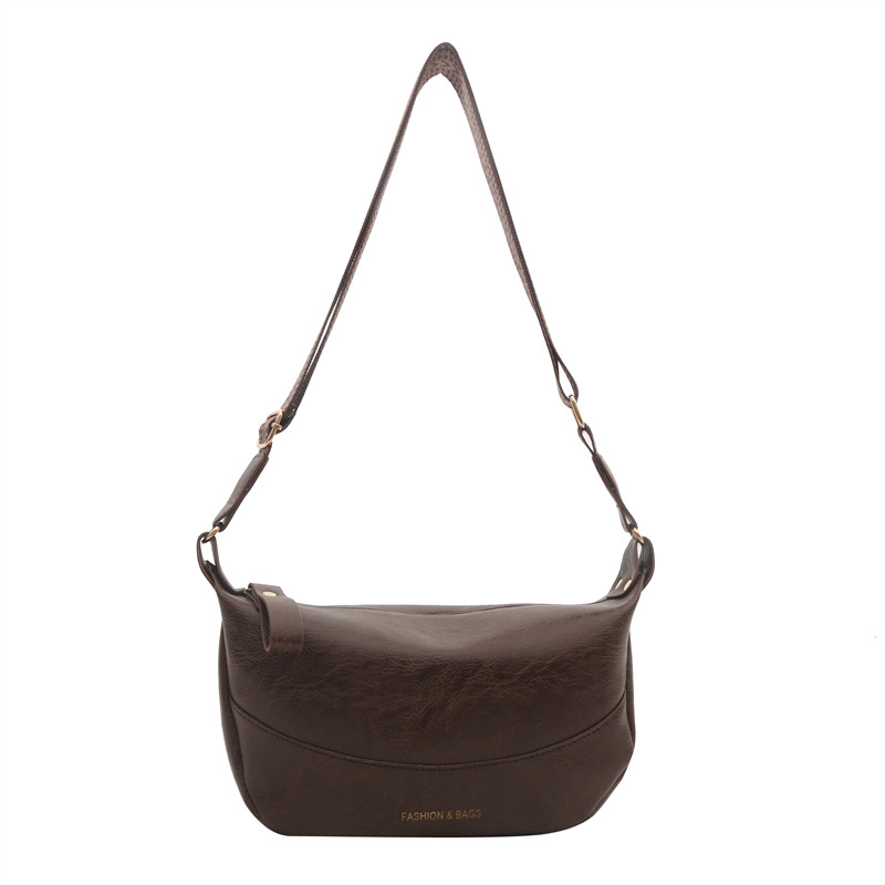 2024 moda Primavera pequeño bolso de las mujeres simple estilo retro bolsa de dumpling portátil suave Pu hombro bolsa de mensajero de moda transfronteriza