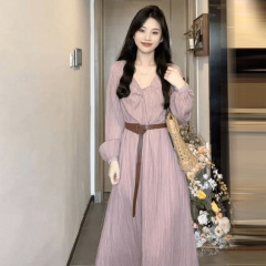 法式温柔风气质长袖连衣裙子女春季2025新款高级感超好看秋冬长裙