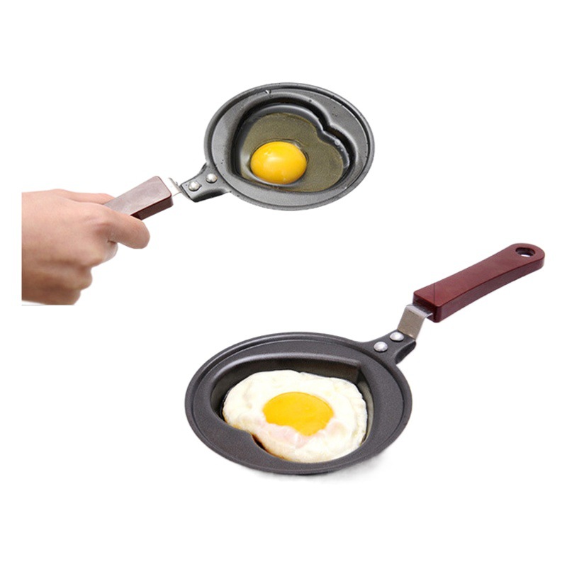 DIY mini amor sartén creativo desayuno tortilla pan 12cm 14cm forma de dibujos animados mango largo sartén antiadherente