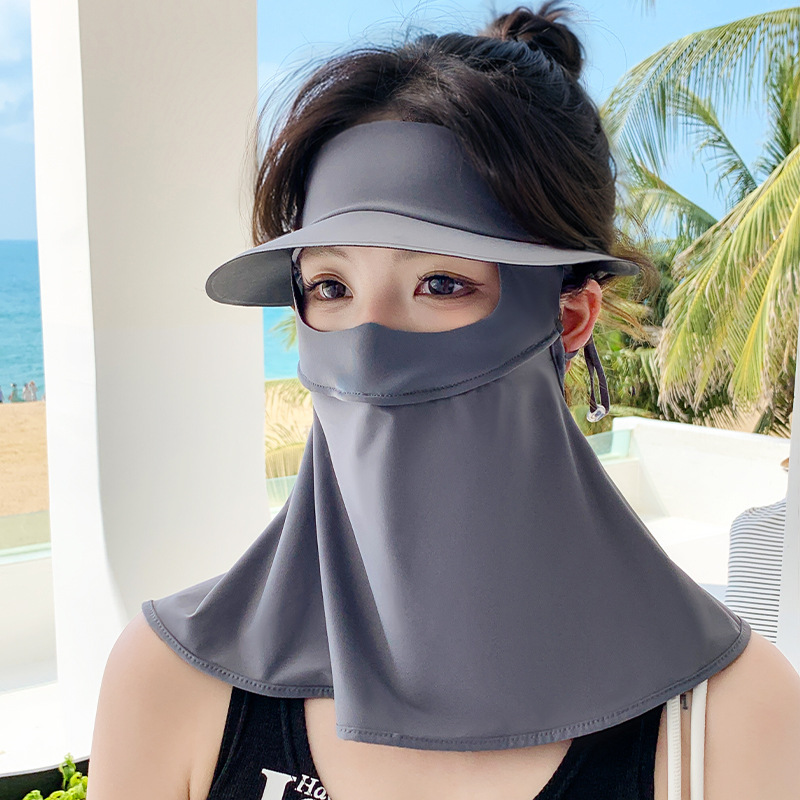 Sun protection face mask full-face sun shield UV protection outdoor breathable sunshade face tunic with large brim sun hat