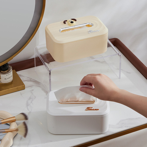 Self-designed cream-style desktop tissue box, wall-mounted punch-free cute cartoon tissue paper storage box