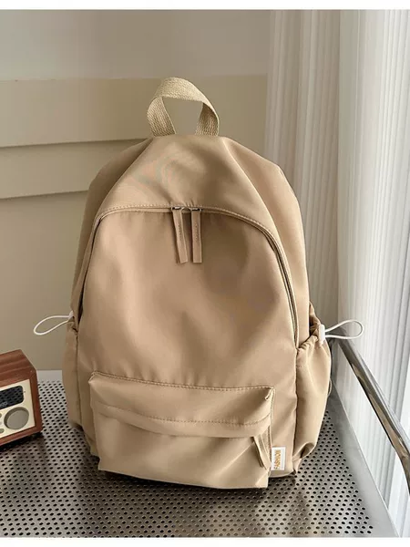 2026 New Style Student Schoolbag, Korean Style, Fashionable, Simple, Large-Capacity Casual Bag, Versatile Solid Color Backpack for Middle and High School Students
