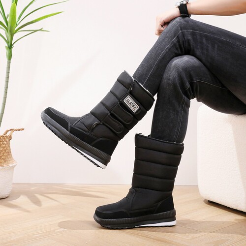 Men's Snow Boots with Soft Sole, Comfortable, Fashionable, Fleece-lined, Thick Sole, Non-slip, Outdoor Casual Cotton Shoes