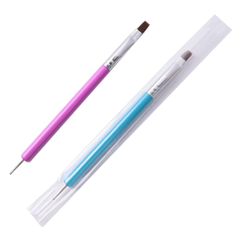 Venta al por mayor manicura de doble cabeza de doble propósito pluma taladro pluma multifunción pegamento de ajuste pluma boca plana cabeza plana cepillo de fototerapia transfronterizo