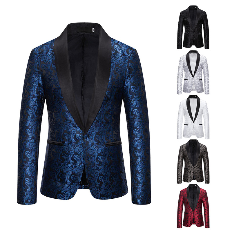 European and American Men's Autumn and Winter Color Large Body Jacquard Fashion Design Dress Men's Lapel Suit Jacket XZ56