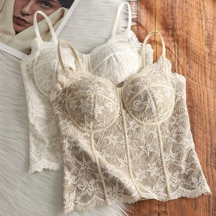 Lace top with cups, bra, base underwear as outerwear, french style, slim fit