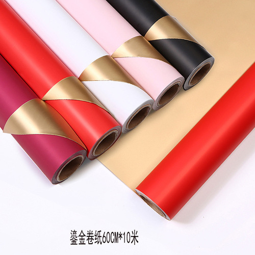 Lizhiran exquisite gift wrapping paper flower packaging two-color gold luxury gilt paper bouquet packaging materials wholesale
