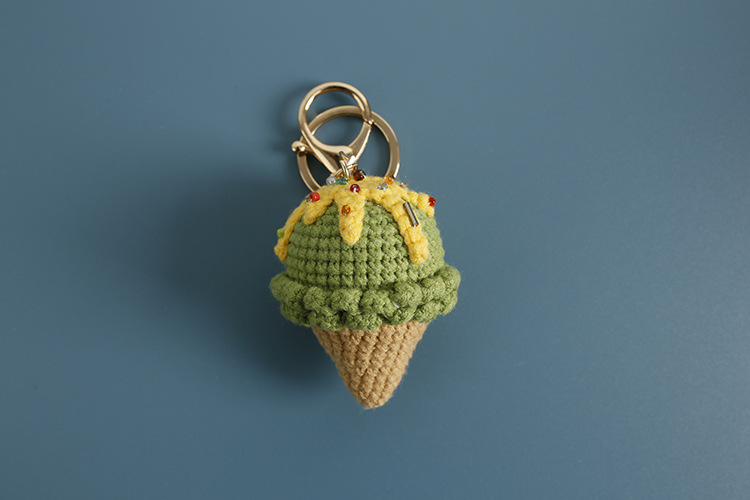 Knitting Design 1 Piece Cute Ice Cream Yarn Knitting Women's Keychain