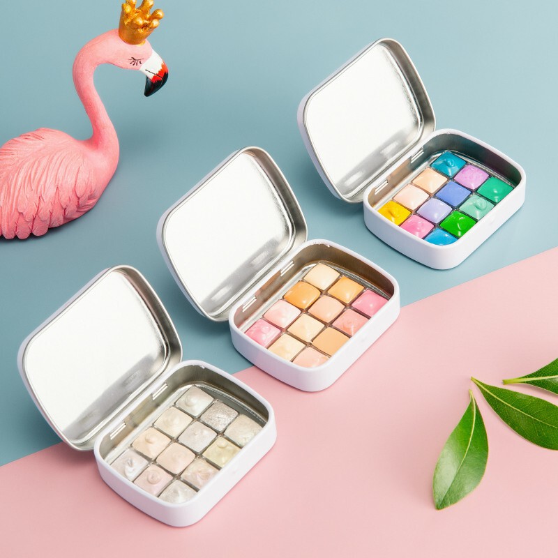 Holbyin solid watercolor paint sub-packaging ds pearlescent Day Lower White Night skin color candy layered 12 colors suit