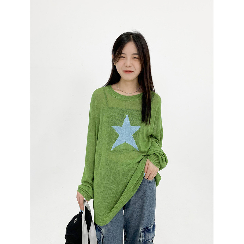 Yuyi Seasonal Big Sale 50% off Knitted Sweater Women's 2022 Early Autumn New Semi-Transparent Top Round Neck Long Sleeve Sweater Women Yuyi Seasonal Big Sale 50% off Knitted Sweater Women's 2022 Early Autumn New Semi-Transparent Top Round Neck Long Sleeve Sweater Women