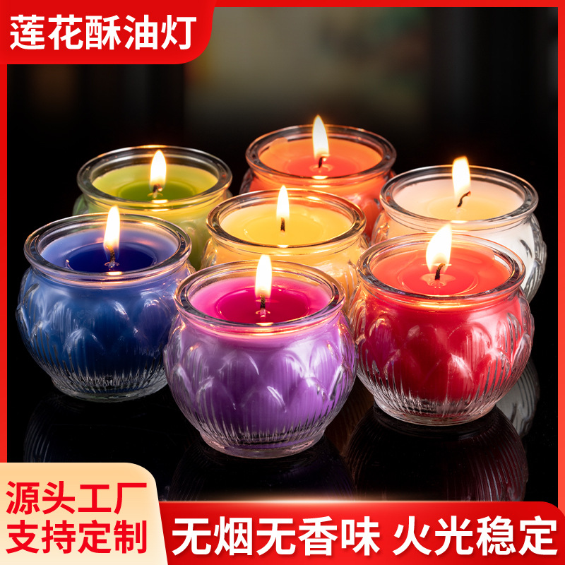 Butter lamp offering Buddha lamp home 24-hour lotus lamp Buddhist temple offering lamp perpetual lamp plant-based butter candle lamp