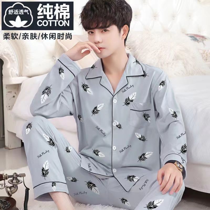 Pijamas para hombres 2024 nuevo algodón primavera y otoño hombre manga larga primavera y verano grande conjunto de ropa para el hogar