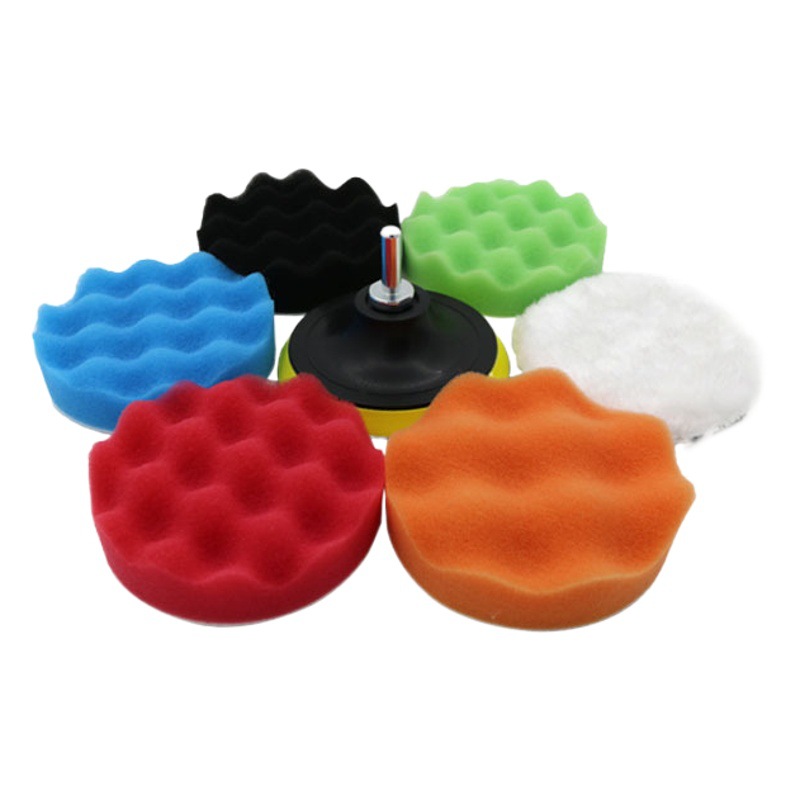 Cross-border exclusivo 3 4 5 6 7 pulgadas 8-pieza autoadhesiva Placa de esponja bola de lana traje de pulido