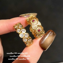 意大利复古曲线星河宝石戒指 Vintage 镀18K金 玫瑰花窗锆石戒指