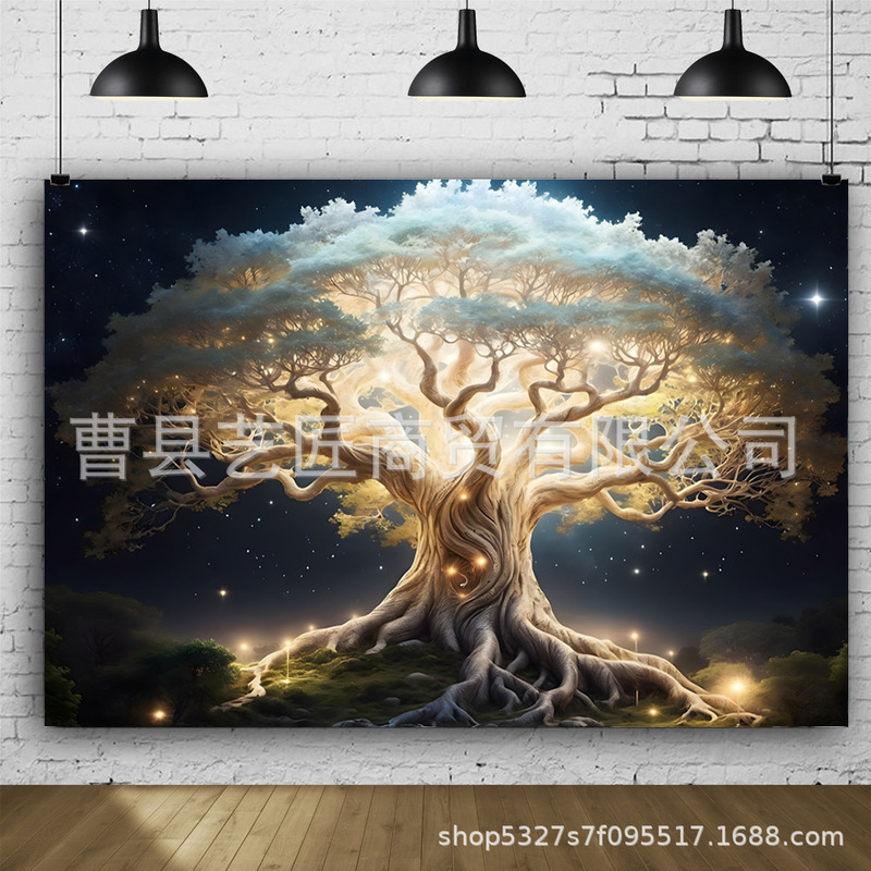 Tree of Life Photography Background Cloth, Photo Background Cloth, Halloween Decoration Banner, Cross-border Explosions Background