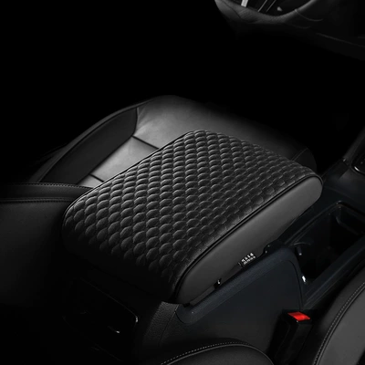 Factory direct car summer ice silk armrest box cushion memory foam leather booster cushion universal central armrest pillow (Armrest box) - ice-silk-armrest-box-black