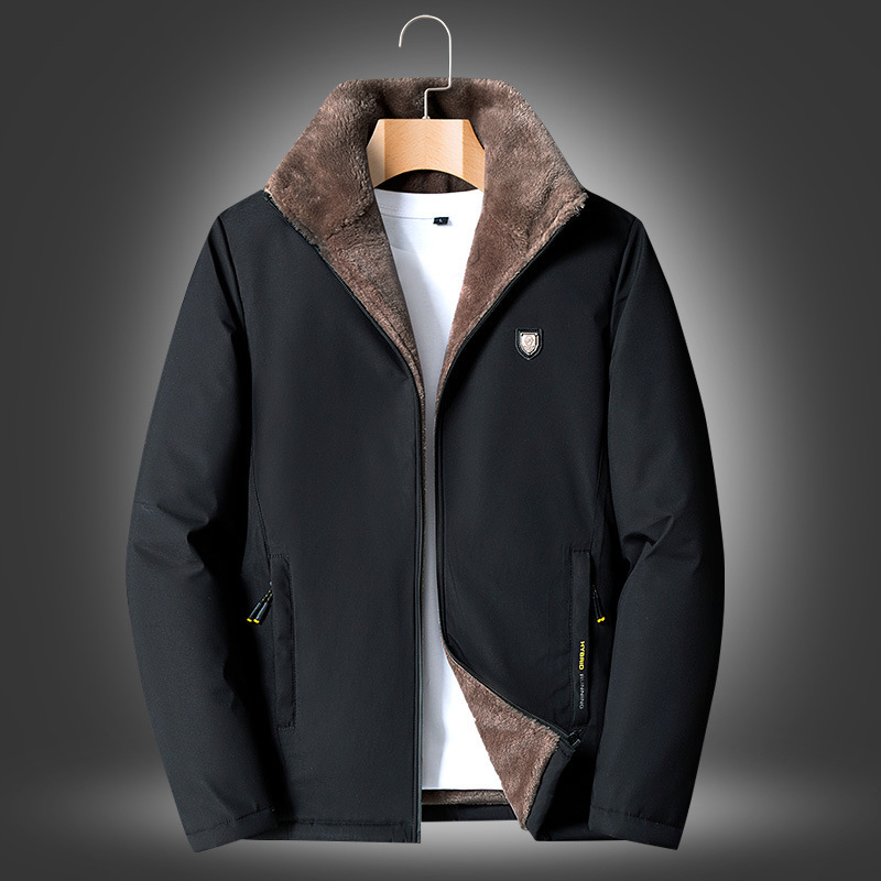 Jacket Men's Winter Fleece-lined Thickened Lamb Fleece Coat Down Cotton Coat Warm Cotton Coat Middle-aged and Elderly Dad's Suit Jacket Men's Winter Fleece-lined Thickened Lamb Fleece Coat Down Cotton Coat Warm Cotton Coat Middle-aged and Elderly Dad's Suit