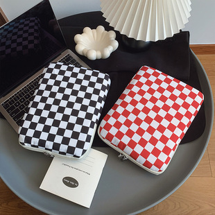 New Black and White Checkered Satchel Hard Shell Eva Cosmetics Bag Printer Data Cable Hard Drive Headset Waterproof Digital