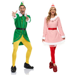 新しいサンタクロースの衣装クリスマスエルフの衣装コスプレ成人男性と女性のクリスマス衣装