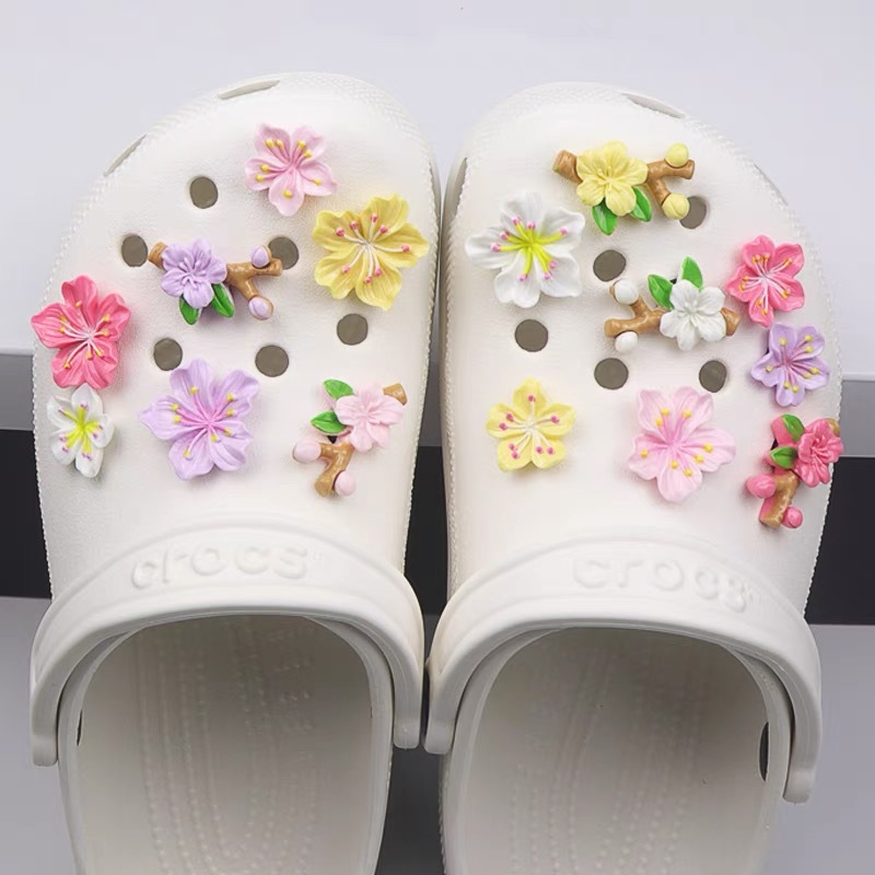 Nuevo estilo transfronterizo flor de todos los partidos resina de bricolaje flor de durazno lindo agujero de crocs zapatos de agujero accesorios de zapatos de agujero de flor