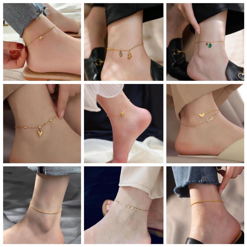 2025 New Trendy Double-Sided Titanium Steel Double-Layer Love Anklet Women's 18K Gold Plated Easiest for Match Foot Accessories Collection Wuyou 2025 New Trendy Double-Sided Titanium Steel Double-Layer Love Anklet Women's 18K Gold Plated Easiest for Match Foot Accessories Collection Wuyou