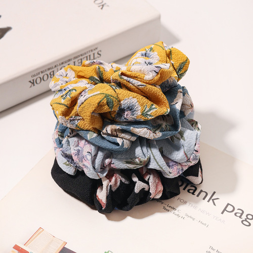 Floral Forget-Me-Not Pattern Fabric Headband Fashion Polka Dot Hair Tie Headband for Women Large Bow Hair Accessory