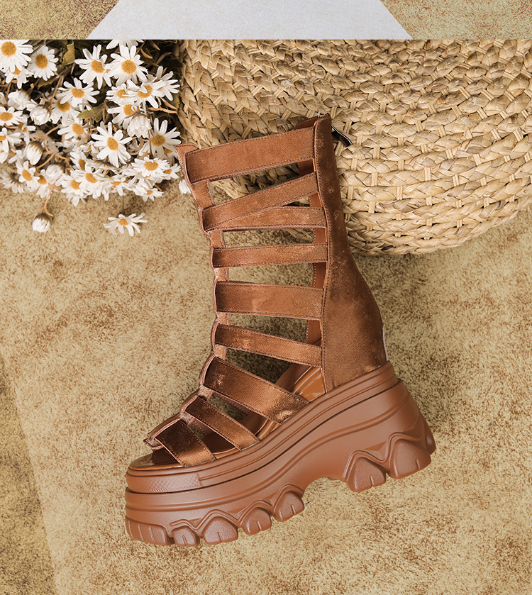 Boot cổ thấp nữ da thật mũi hở gót xuồng cao 12 cm — màu đen chi tiết 19