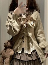 秋冬新款日系软妹甜美设计感针织毛衣衬衫感短裙显瘦三件套装