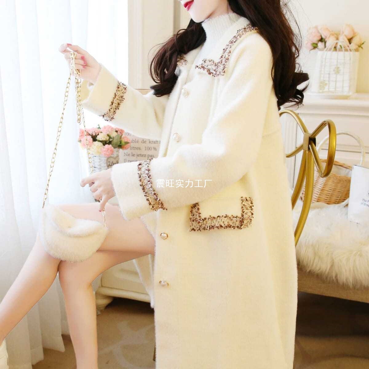 Plus Size Women's Clothing 100kg Fat Sister Winter Small Fragrant Style Loose Thickeneded Mink Velvet Outwear Mid-Length