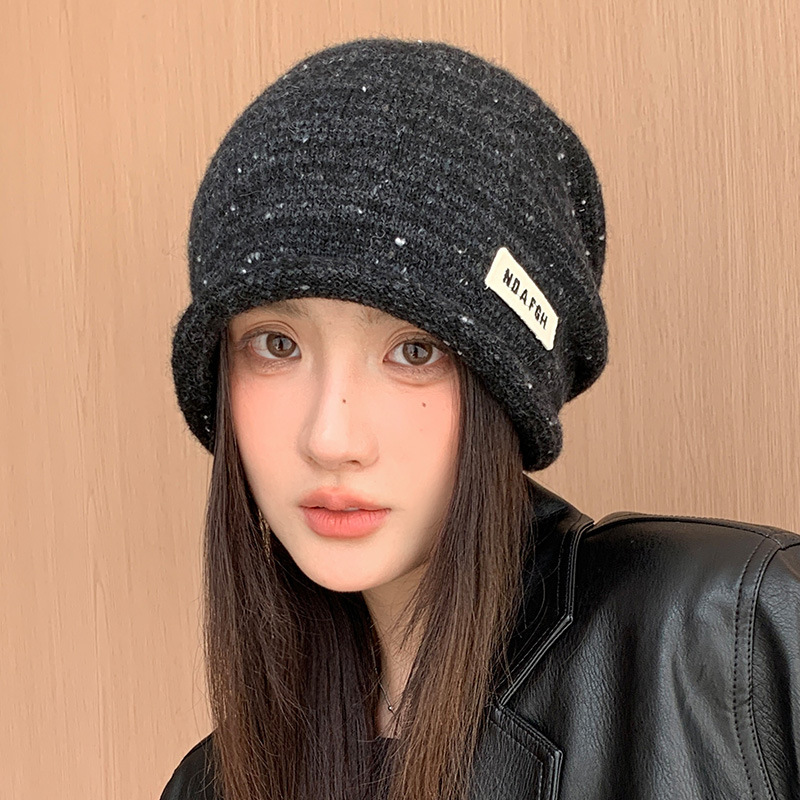 2025韩版秋冬堆堆帽子女款大头围显脸小包头帽百搭保暖护耳针织帽|undefined
