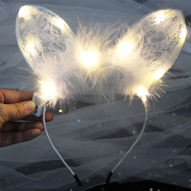 Luminoso Fox diadema Fox felpa Orejas de conejo orejas de gato horquilla bar concierto puesto diadema luminosa