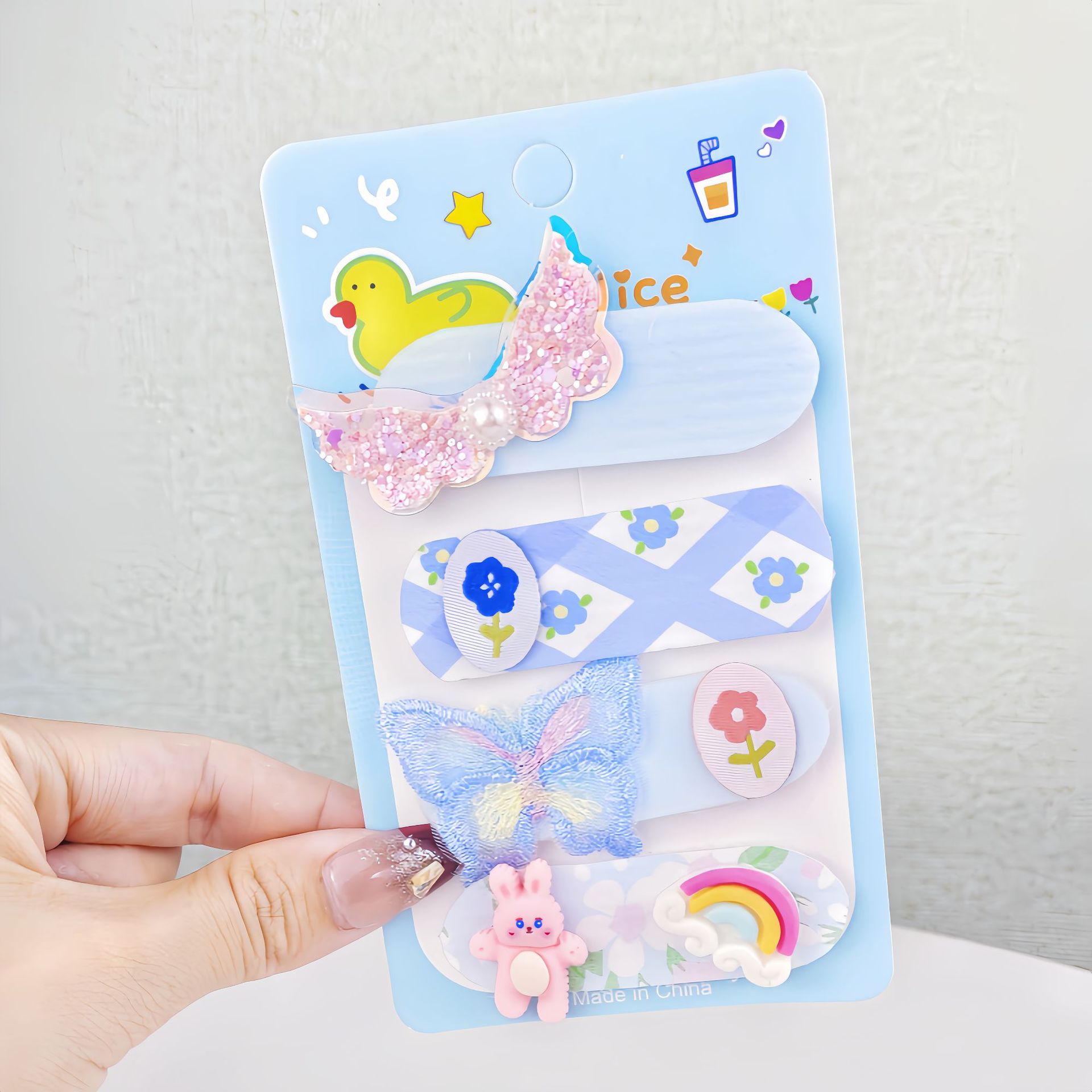 Niños nuevos Koolomi velcro para el cabello chicas coreanas en línea frange pegatinas de cabello rotas pegatinas de dibujos animados bandas de cabello toque