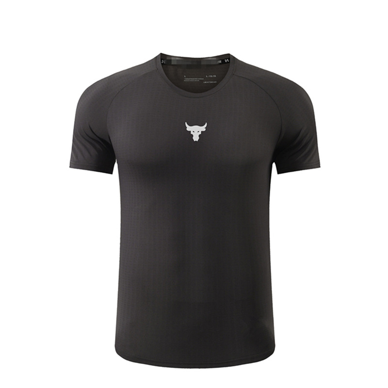 Anai 타이트 남자 반팔 프로 빠른 건조 훈련 달리기 피트니스 농구 통기성 탄성 스포츠 소 헤드 티셔츠