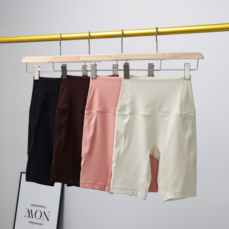 Summer Yoga Shorts for Women, Quick-Dry High-Waisted Butt-Lifting Fitness Sports Shorts, Cycling Shorts with Pockets