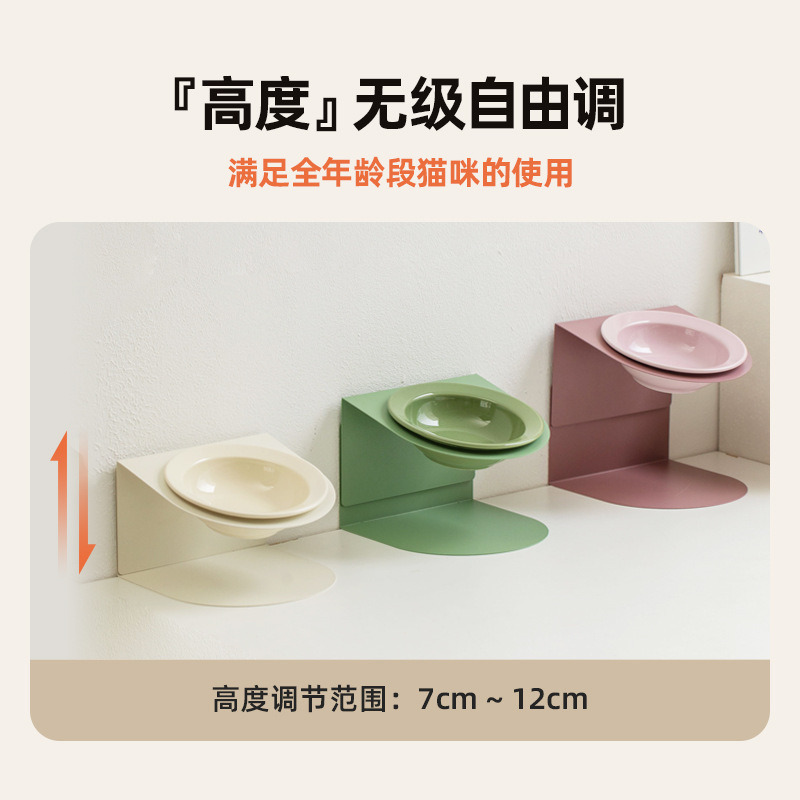 Cerámica alta y baja pie para mascotas para gatos y perros para proteger la columna vertebral cervical anti-volquear granos de alimentación de agua para artículos para mascotas inclinados tazón