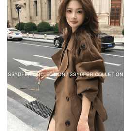 韩版小众翻领气质风衣女2025秋季流行单品新款外套时尚设计感大衣