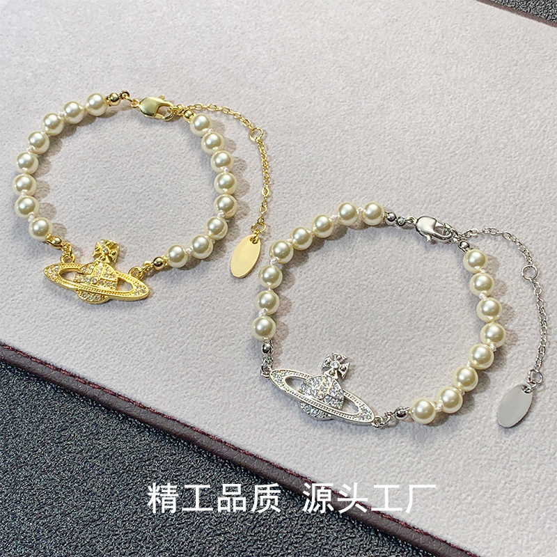 Xiempress weiwei'an High version Diamond Saturn pearl bracelet French style light luxury Chanel style planet Pearl hand