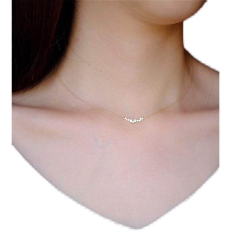 Fashion Solid Color Silver Plating Inlay Zircon Choker 1 Piece display picture 5