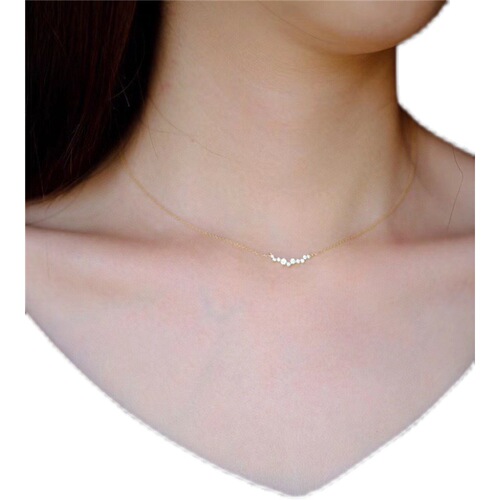 S925 sterling silver gold-plated smile necklace for women simple fashion inlaid zircon full diamond clavicle chain pendant