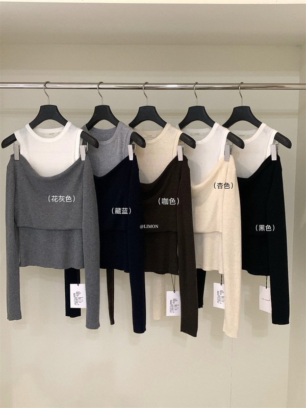 【高品质订货】叠穿美学｜氛围感气质露肩假两件针织衫（含6%羊毛|undefined