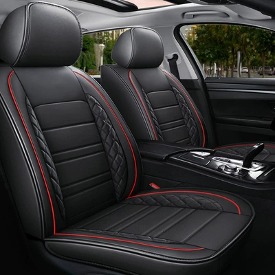 Car Seat Covers, Full Set Universal seat cover - black-reduniversal-for-five-seater-cars-general