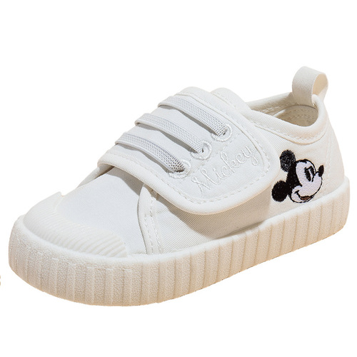Disney baby toddler shoes, soft surface, soft bottom, breathable canvas shoes for boys, cartoon Mickey, toe-toe anti-kick shoes for girls