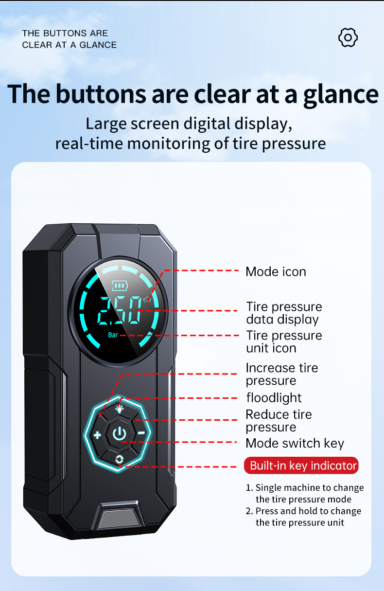 【Ys01】Cross-Border Car Air Pump, Wireless Portable 12V High-Power High-Pressure Automatic Inflator for Vehicles